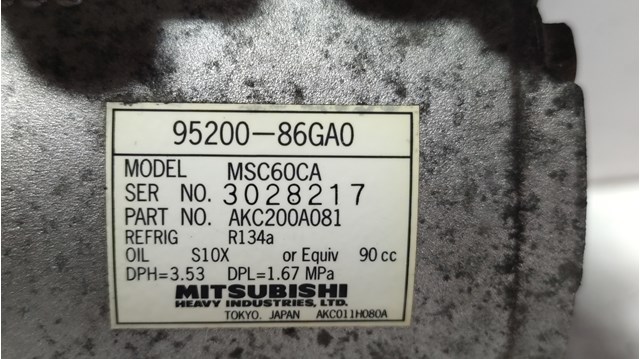 Compresor de aire acondicionado 9520086GA0 Suzuki
