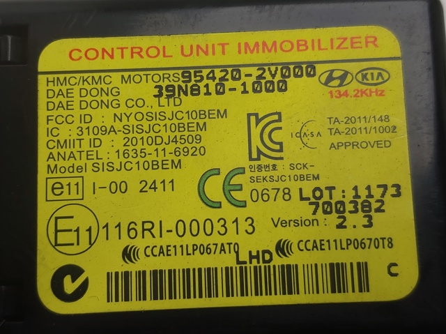 HYUNDAI 954202V000 Módulo de control del inmovilizador  en stock Salamanca