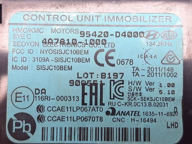 95420D4000 HYUNDAI Módulo de control del inmovilizador comprar Madrid