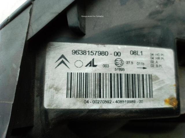 PEUGEOT 9638157980 Faro izquierdo  en stock Valencia