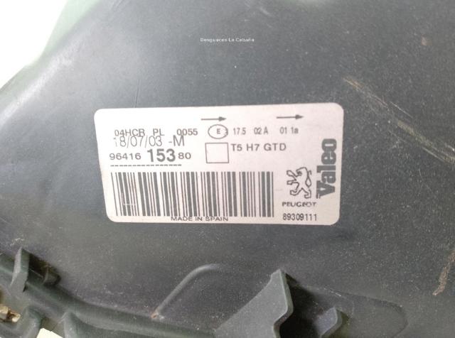 9641615380 PEUGEOT Faro izquierdo  en stock Córdoba