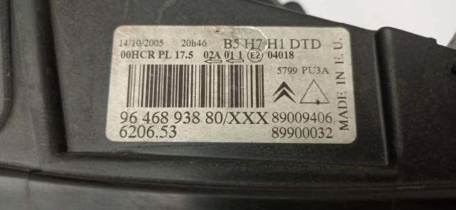 PEUGEOT 9646893880 Faro derecho  disponible Valladolid