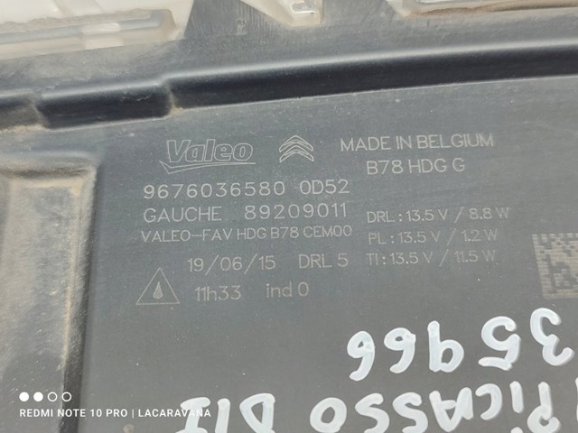 PEUGEOT 9676036580 Luz diurna izquierda  disponible España