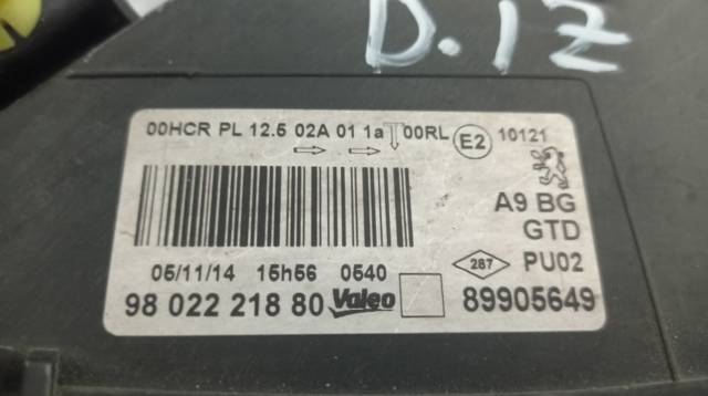 PEUGEOT 9802221880 Faro izquierdo comprar Pamplona