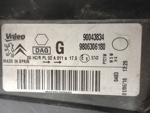 9806306180 PEUGEOT Faro izquierdo  disponible Vigo