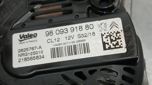 9809391880 PEUGEOT Alternador  en stock Huelva