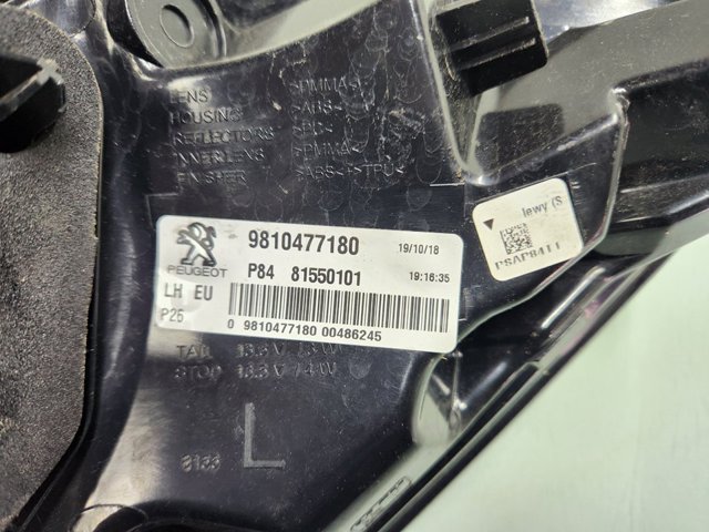 PEUGEOT 9810477180 Piloto trasero exterior izquierdo comprar Pamplona