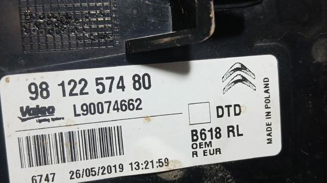PEUGEOT 9812257480 Piloto trasero derecho  en stock Terrassa