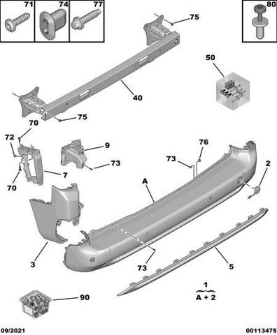 PEUGEOT 9816808780 Soporte exterior izquierdo del parachoques trasero  disponible España