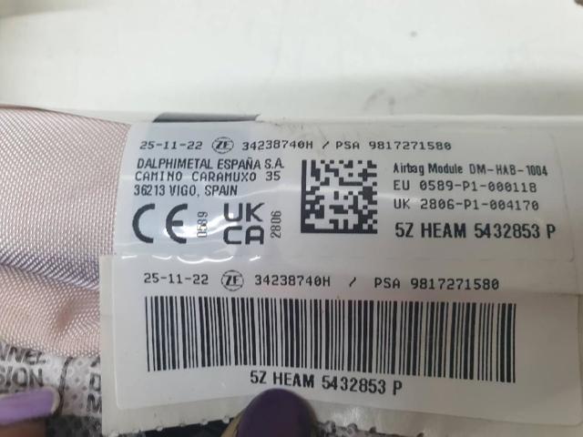 9817271580 PEUGEOT Airbag de cortina lateral izquierda  disponible Alicante