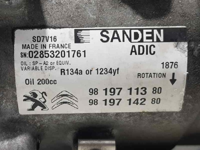 9819711380 PEUGEOT Compresor de aire acondicionado  disponible Ourense