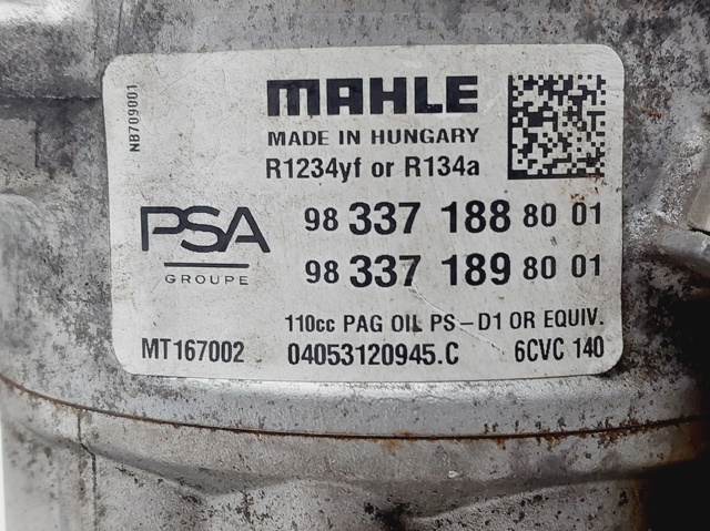 9833718880 PEUGEOT Compresor de aire acondicionado  comprar en Oviedo
