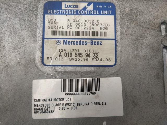 Centralina Del Motor / Modulo De control Del Motor (ecu) A0195459432 Mercedes