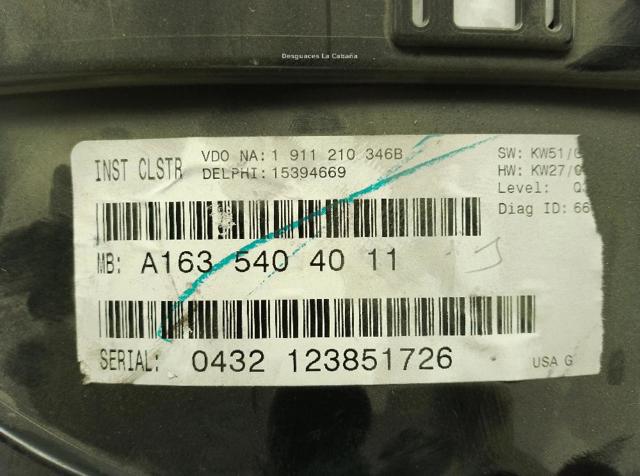 A1635404011 MERCEDES Tablero de instrumentos  disponible Alicante