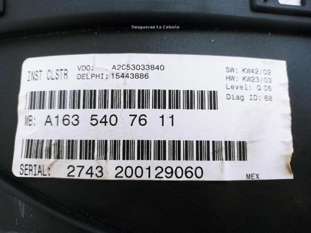 A1635407611 Tablero de instrumentos  comprar en Pontevedra