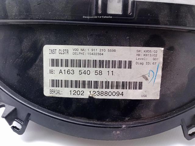 A1635407611 MERCEDES Cuadro instrumentos  en stock Gandía