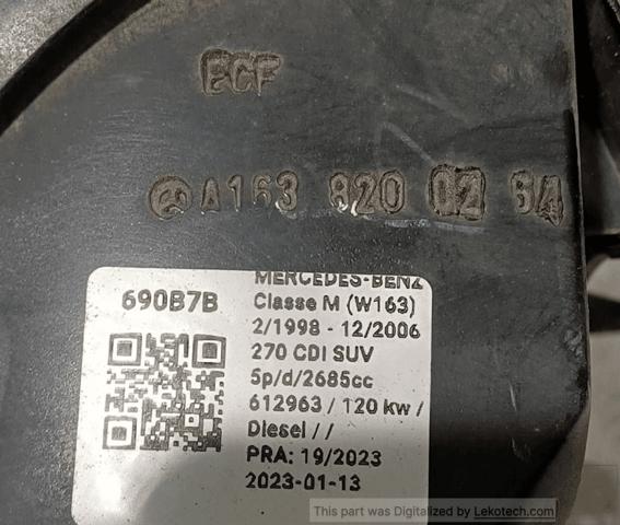 A1638200264 Piloto trasero derecho  disponible Utrera
