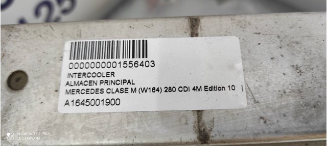 Intercooler para mercedes-benz clase m ml 280 cdi 4-matic (164.120) 642940 A1645001900