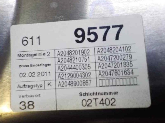 A2047200679 MERCEDES Mecanismo de elevalunas de la puerta delantera derecha  disponible Ourense