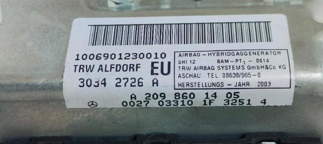 A2098601405 MERCEDES Airbag de puerta delantera derecha  en stock Córdoba