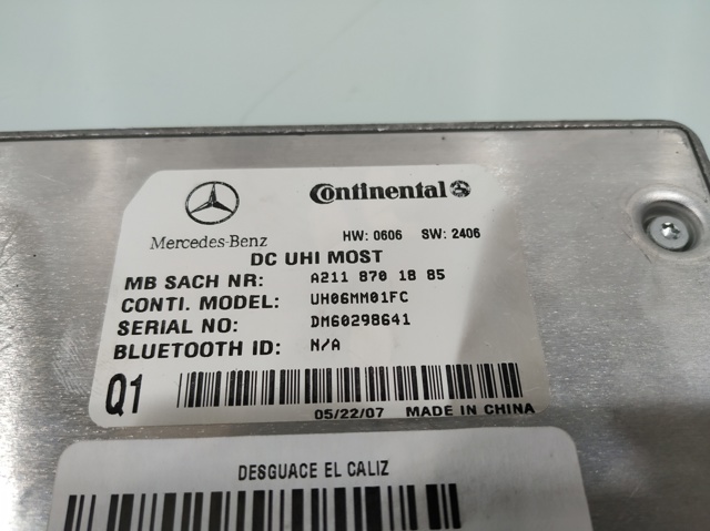 MERCEDES A2118701885 Unidad de control Bluetooth comprar Barcelona
