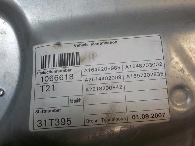 Mecanismo elevalunas delantero derecha para Mercedes R  (W251)