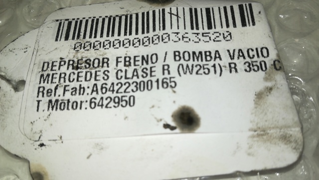 A6422300165 MERCEDES Bomba de vacío  en stock Huelva