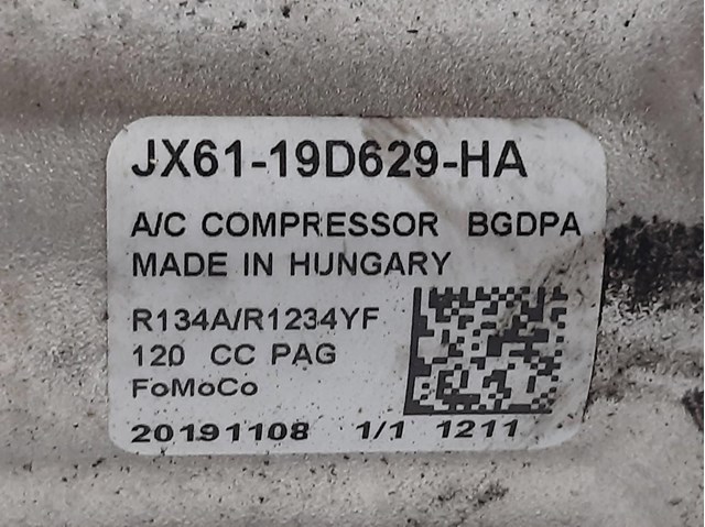 Compresor aire acondicionado para ford fiesta vii (2017-...) 1.0 ecoboost mcjb JX6119D629HA