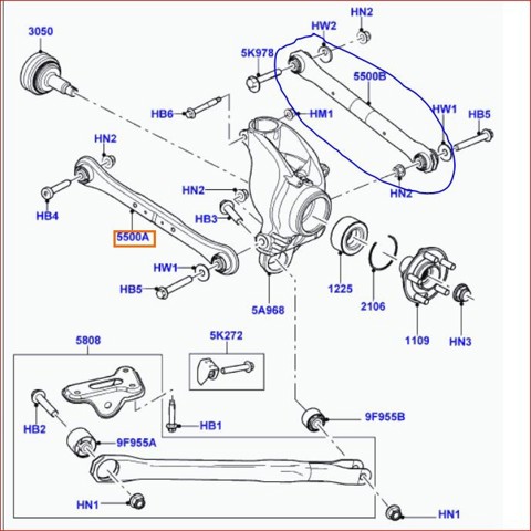 LAND ROVER LR002576 Barra transversal de la suspensión trasera  en stock Salamanca