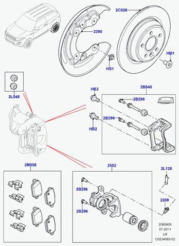 Pinza de freno trasero derecho LR027126 Land Rover