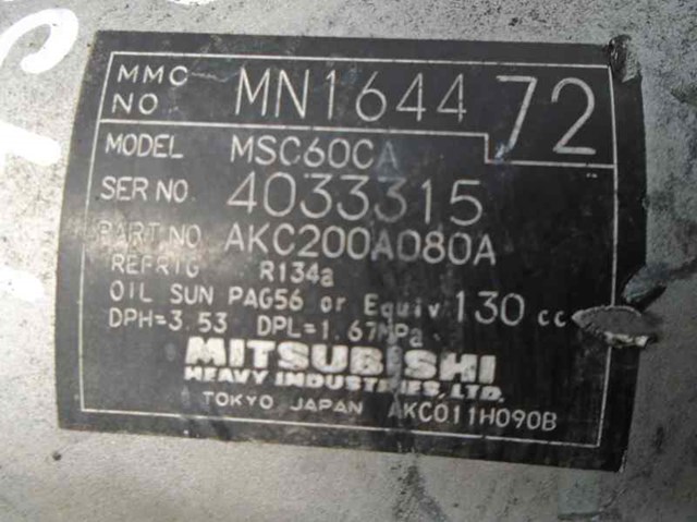 Compresor de aire acondicionado MN164472 Mitsubishi