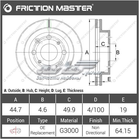 R0576 Friction Master freno de disco delantero