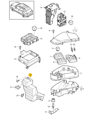 Caja de fusibles para Porsche Cayenne 2 (92A)