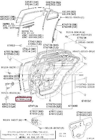 Junta de puerta delantera izquierda (en carrocería) TOYOTA 6789633020