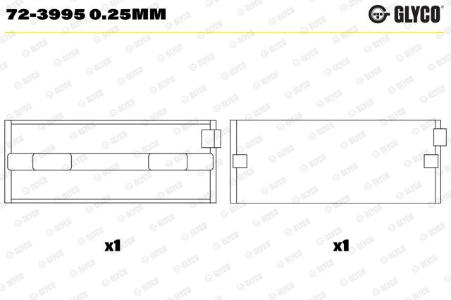 Juego de cojinetes de cigüeñal, cota de reparación (+0,25 mm) Glyco 723995025MM precio, desde 15,12 EUR