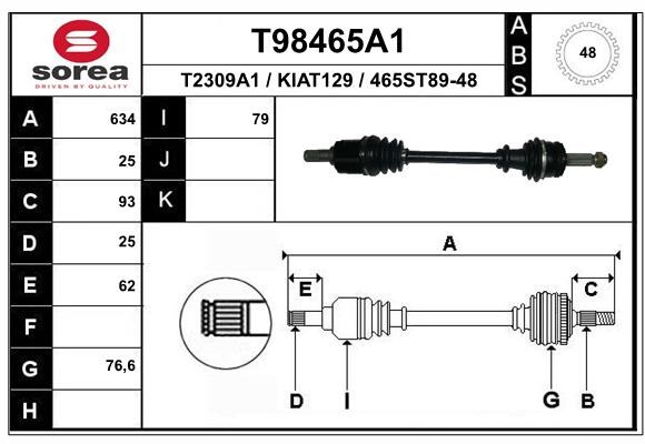 NPW-KA-384 NTY árbol de transmisión delantero izquierdo