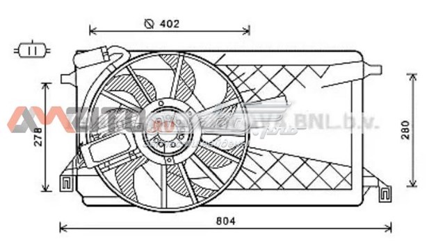 fd7563 AVA difusor de radiador, ventilador de refrigeración, condensador del aire acondicionado, completo con motor y rodete