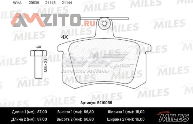 E410066 Miles pastillas de freno traseras