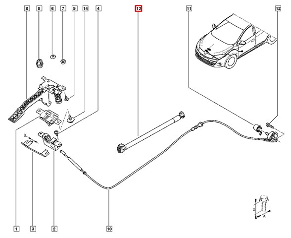 654710003R Renault (RVI) muelle neumático, capó de motor