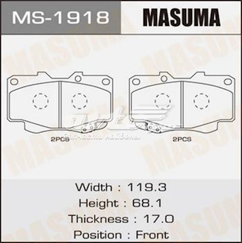 Pastillas de freno delanteras MASUMA MS1918