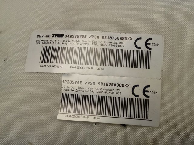 9818750980 Peugeot/Citroen Airbag lateral 