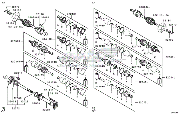 Fuelle, árbol de transmisión exterior derecho MITSUBISHI 3817A312