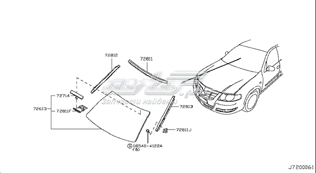 Moldura de parabrisas derecha Nissan Almera CLASSIC (B10RS)