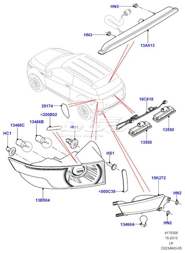 LR037711 Land Rover piloto posterior izquierdo