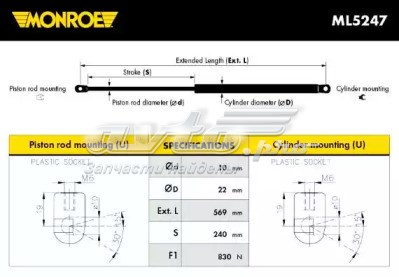 Amortiguador de maletero JP GROUP 1181206200