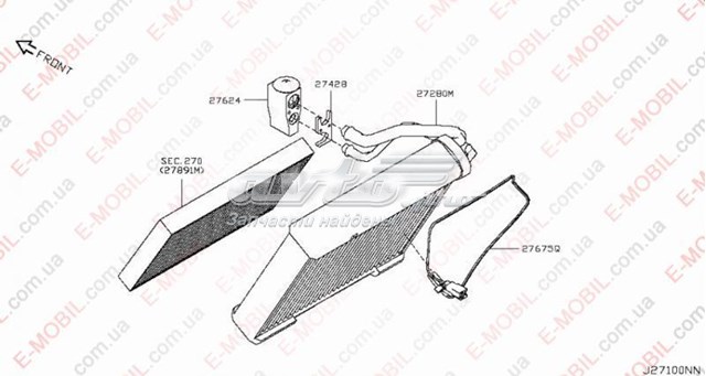 272801FC3A Nissan evaporador, aire acondicionado