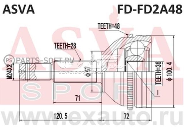 FD-FD2A48 Asva junta homocinética exterior delantera
