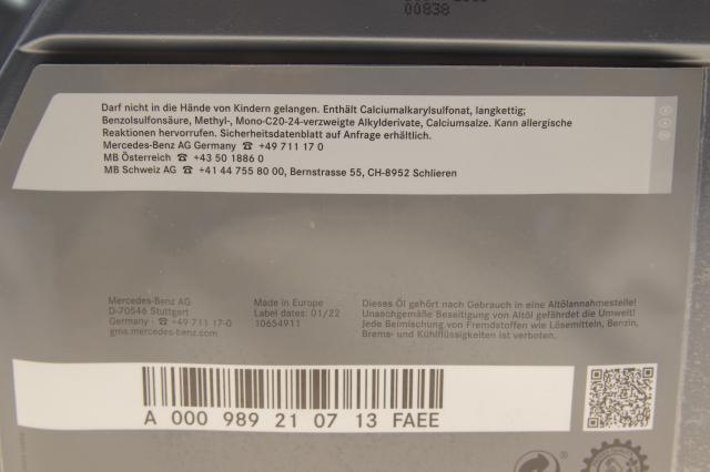Aceite para motor Mercedes 000989210713FAEE