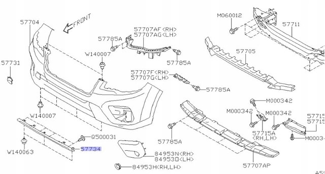 Moldura de rejilla parachoques delantero inferior Subaru Forester (S14, SK)