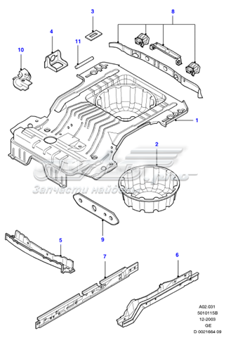 1116981 Ford larguero trasero derecho